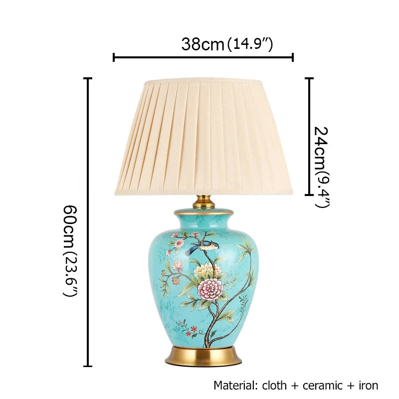 Ceramic Table Lamp Desk Light Luxury Modern LED Pattern Design  For Home Bedroom Living Room