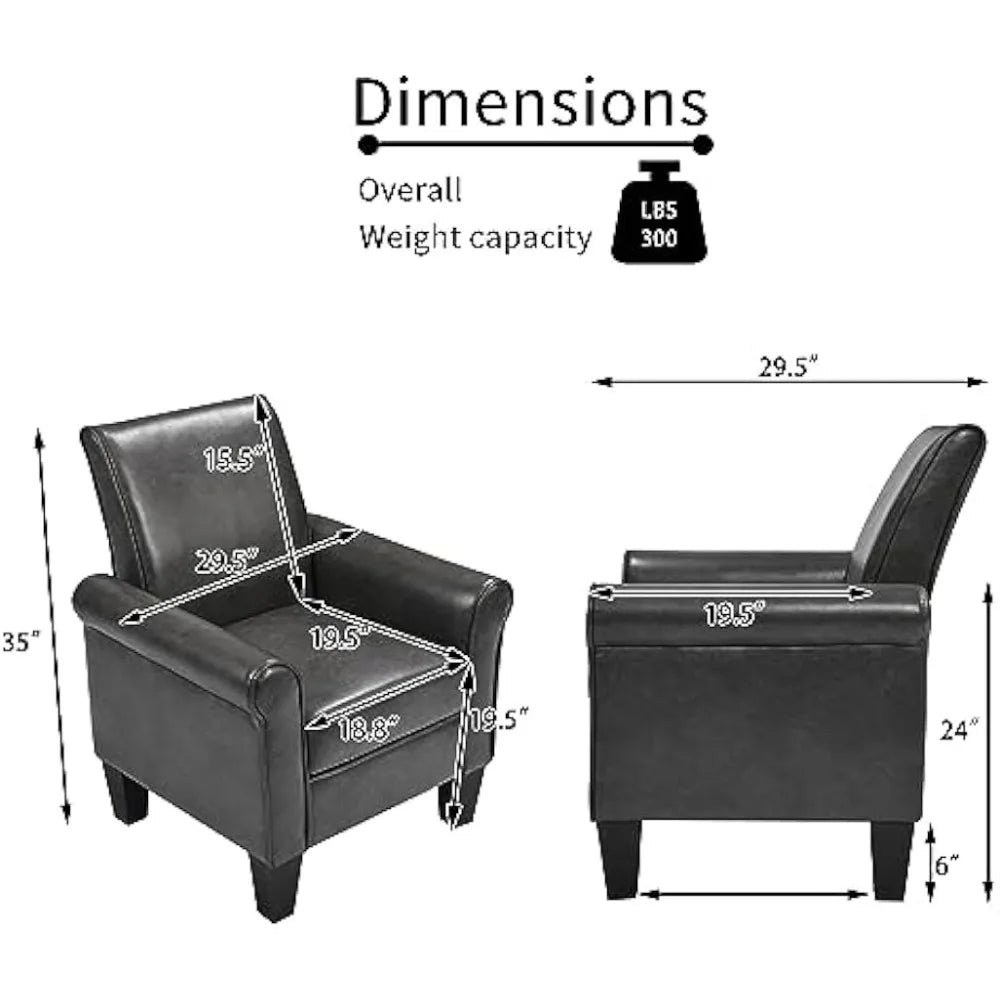 Faux Leather Accent Chair – Modern Club Armchair in Grey