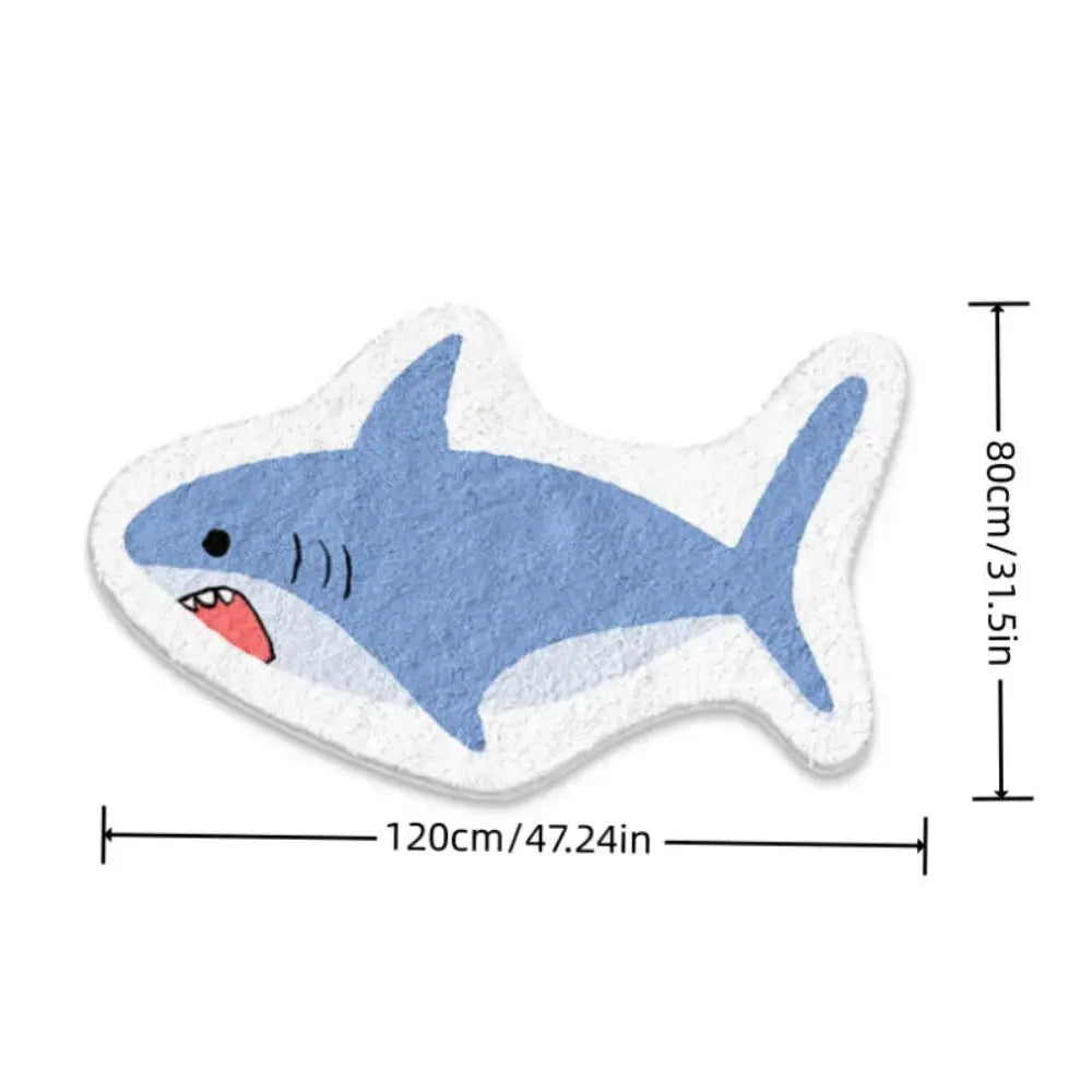VIKAMA Cartoon Shark Imitation Cashmere Carpet Soft Children's Bedroom Bedside Rug Living Room Floor Mat Home Decoration
