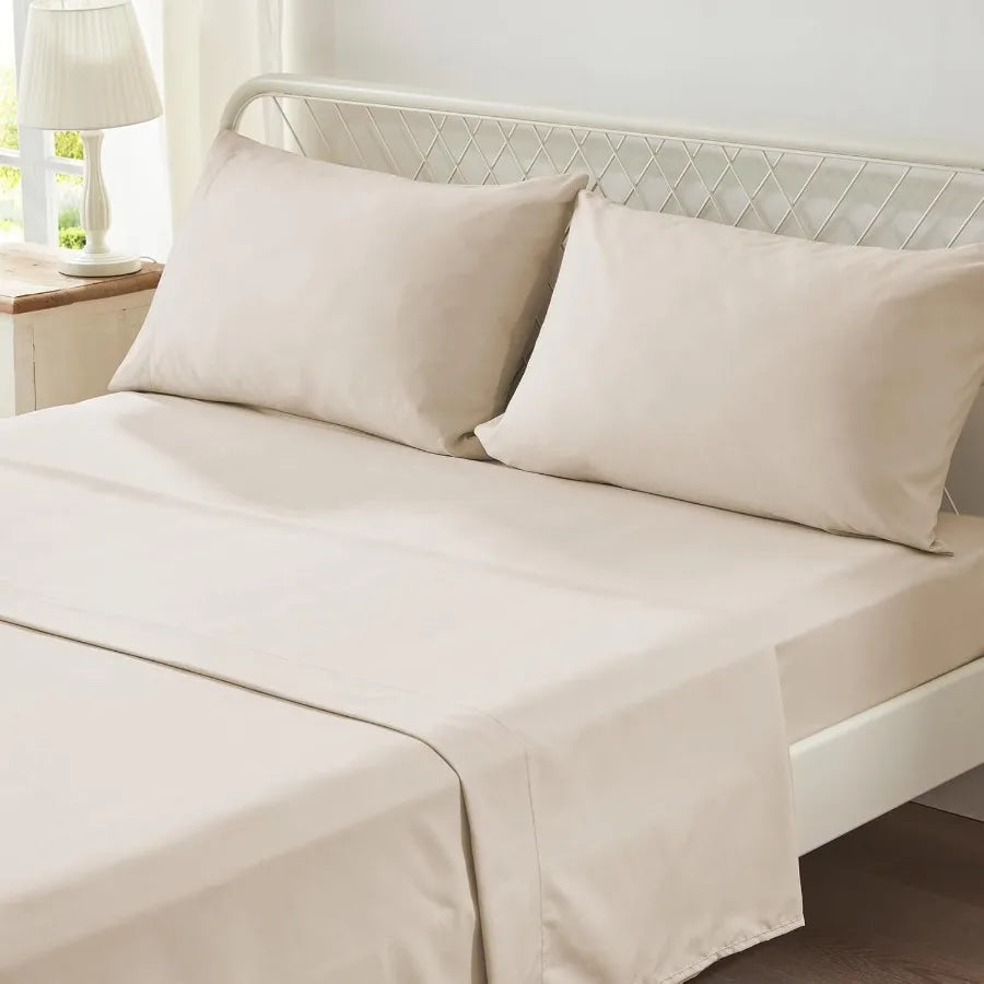 Queen Comforter Set 7 Piece Beige Bed in a Bag with Sheets All Season Ruffle Shabby Chic Bedding Sets with 1 Comforter 2 Pillow