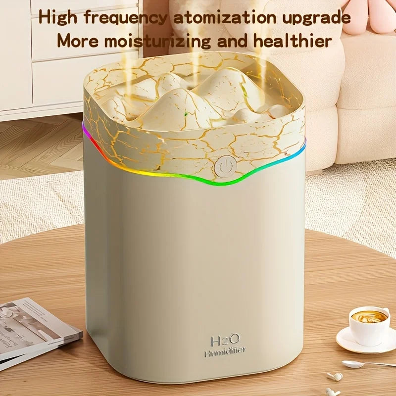 3 nozzles 2L large capacity humidifier cracked flame mountain USB powered mist volume adjustment, home bedroom
