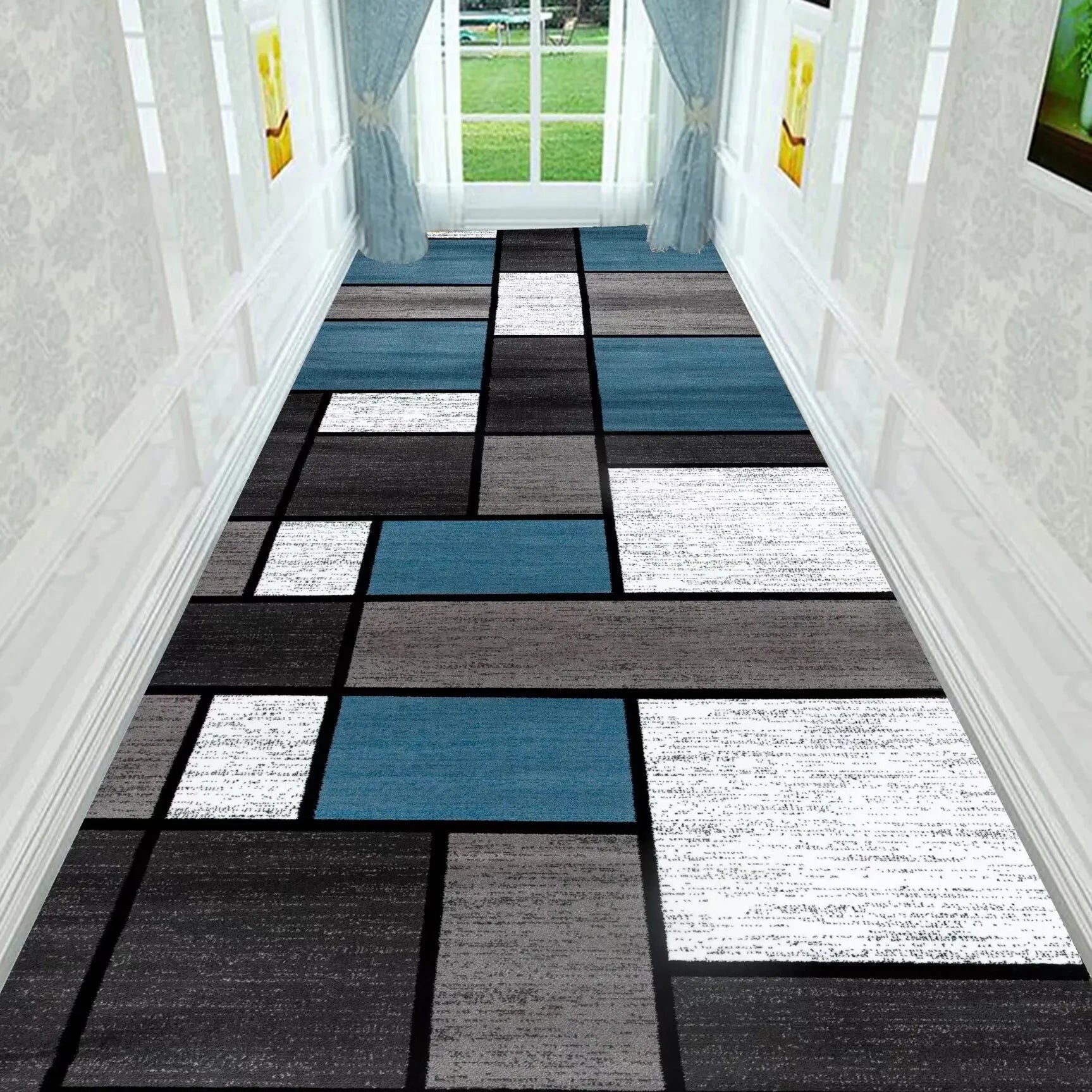 Nordic Modern Villa Long Corridor Carpet Runner Hall Passageway Home Large Rugs Stairway Comfortable Durable Washable Floor Mat