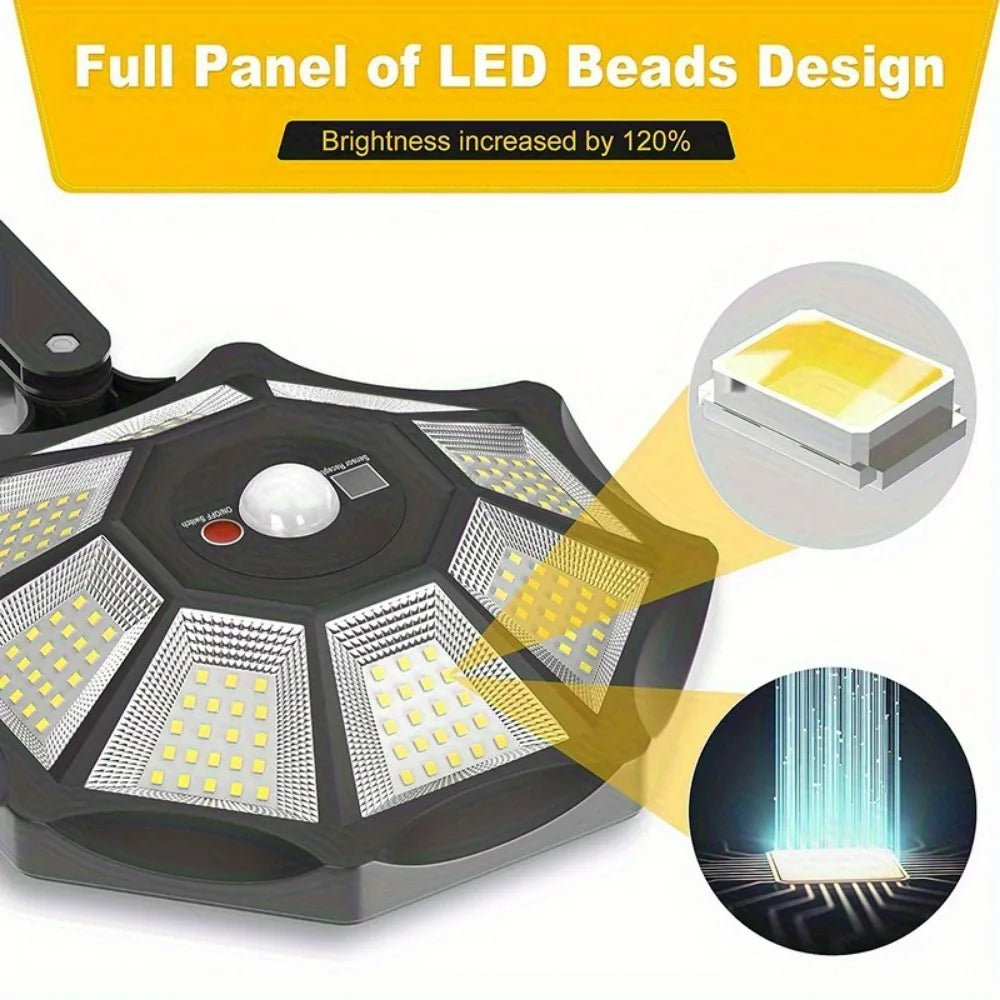 Solar Powered Outdoor Motion Sensor with Adjustable Head for Human Body Sensing Lighting for Garages Porches Streetlights