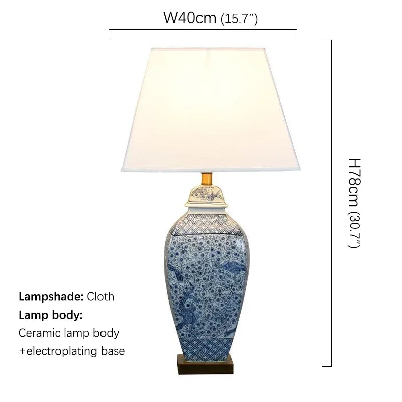 ELARA Contemporary Blue CeramicTable Lamp Luxury Creativity Living Room Bedroom Study Hotel engineering Desk Light