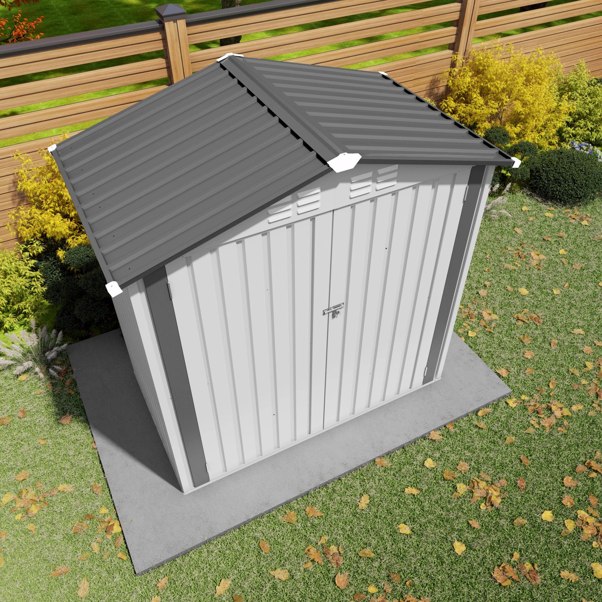 SUSUA 6X 3.6FT  white Metal Outdoor Storage Shed with Peaked Roof Watertight with Clear Window and Lockable Door Compact