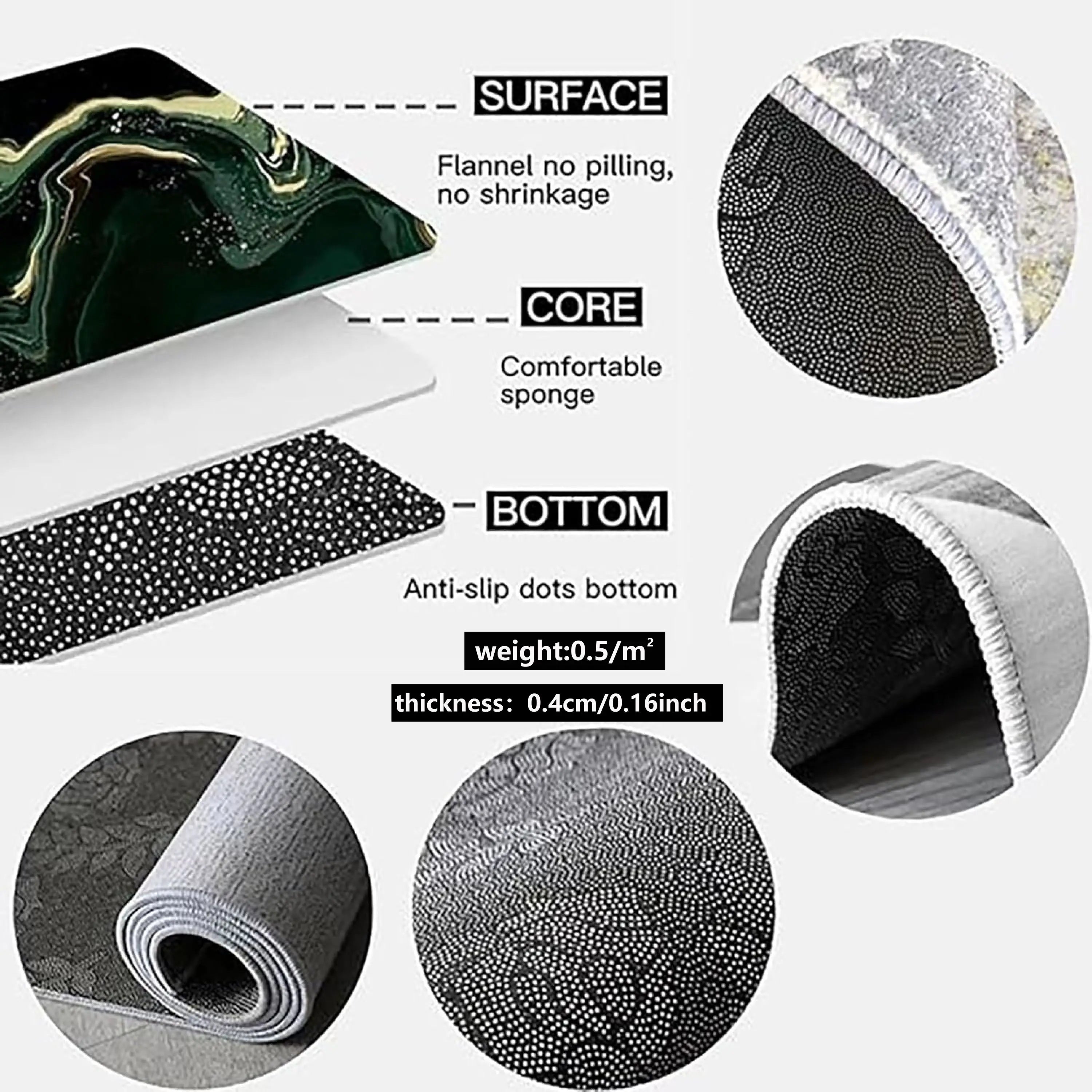 VIKAMA Simple Lines Semi-Circular Carpet Durable And Easy To Clean Home Bedroom Bedside Rug Entrance Doormat Home Decor