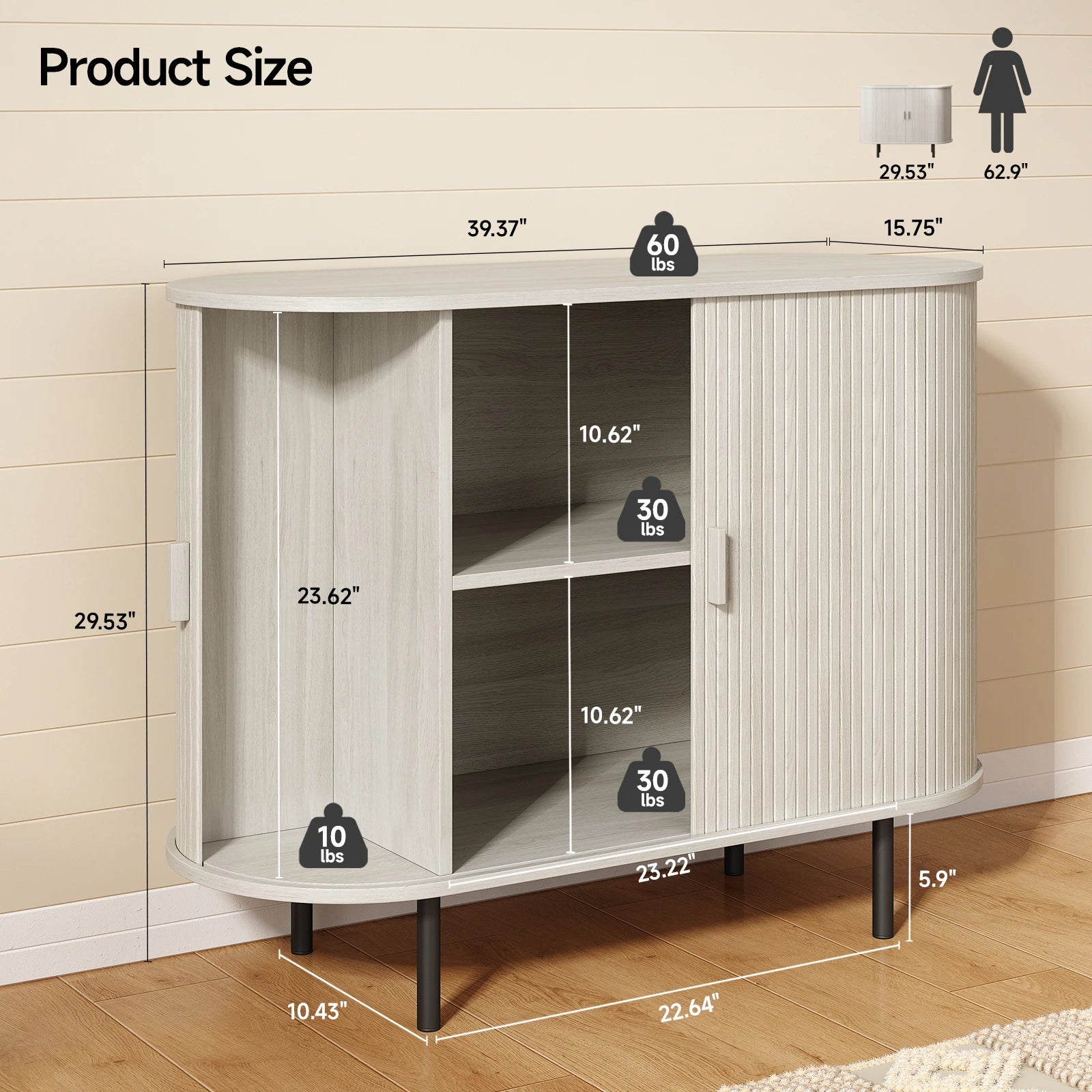 Sideboard Buffet Cabinet with Sliding Door, Storage Cabinet & Adjustable Shelf, Coffee Bar Cabinet Console Table