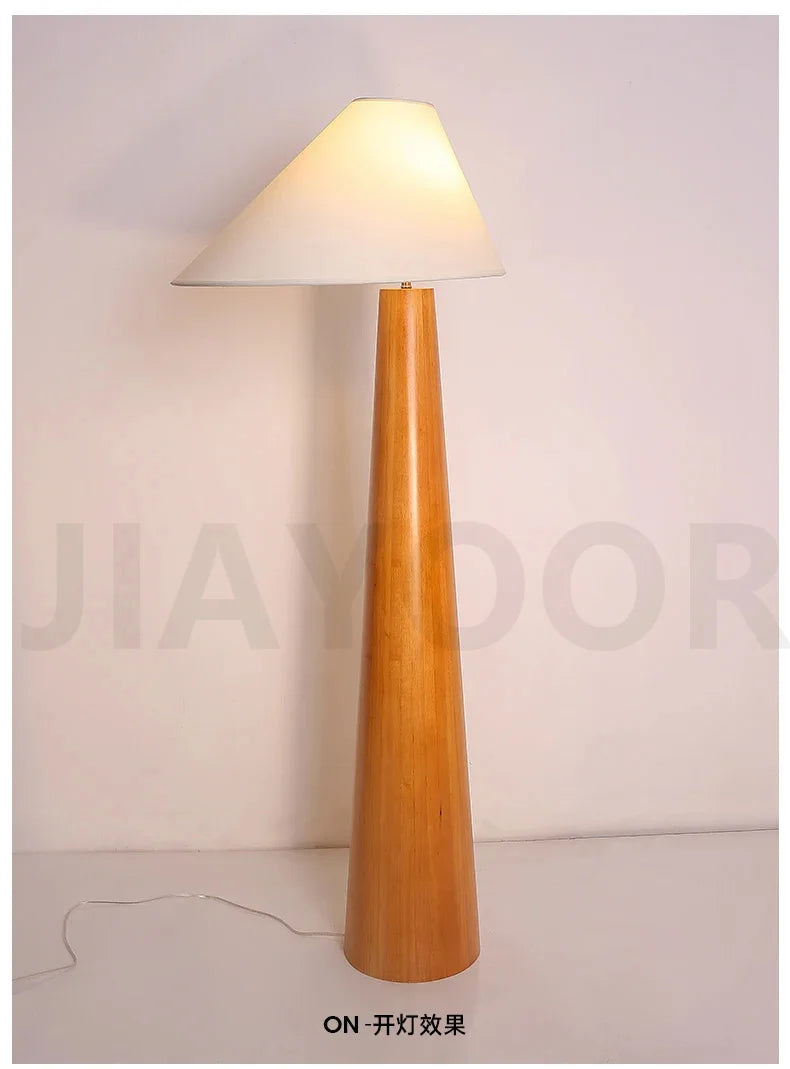 Conical Oak Floor Lamp Wabi Sabi Retro Floor Lamp Living Room Bedroom Study Solid Wood Desk Lamp Bedside Lamp Home Decoration