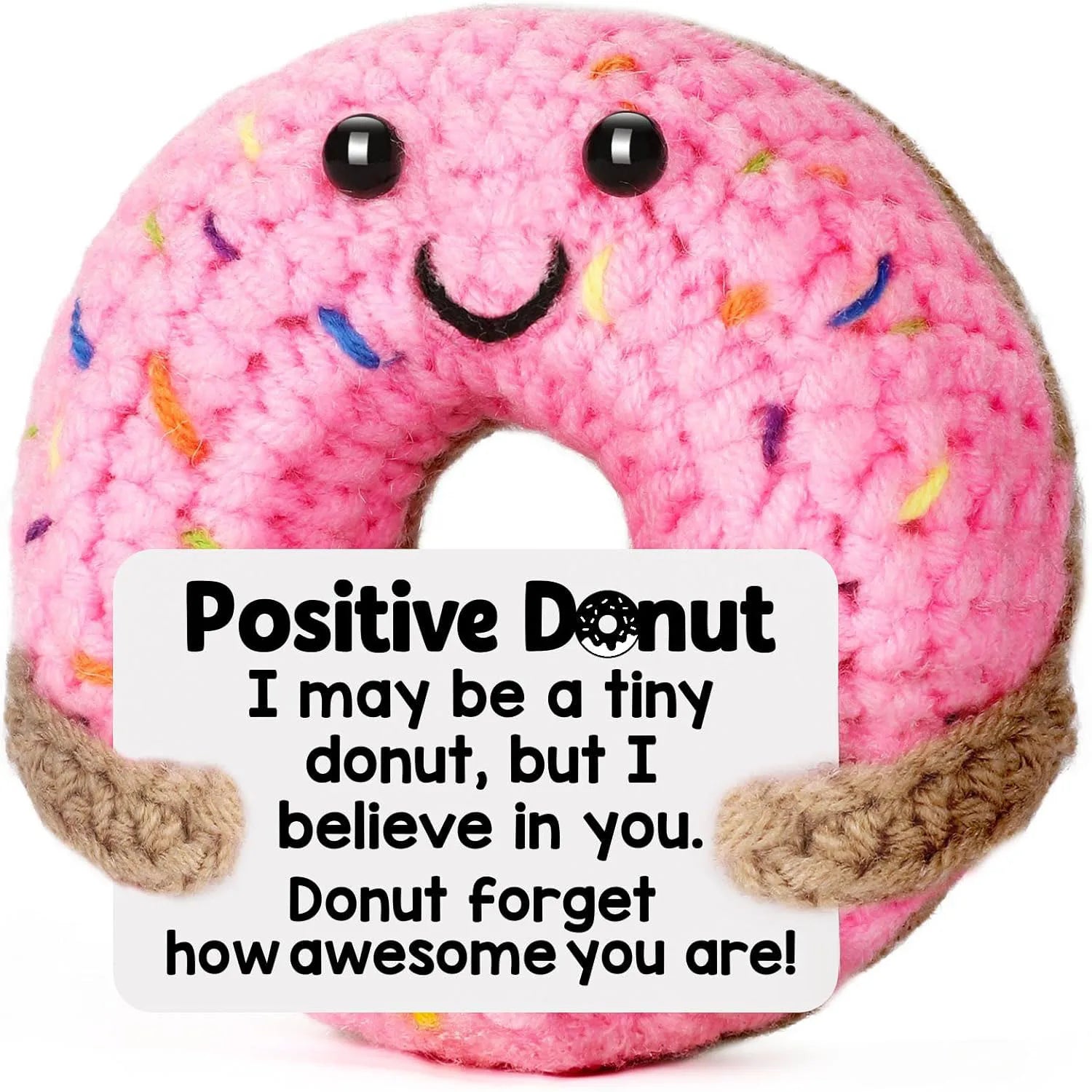 Handwoven Positive Energy Coffee Cup Plush – Funny Knitted Doll Desk Decoration