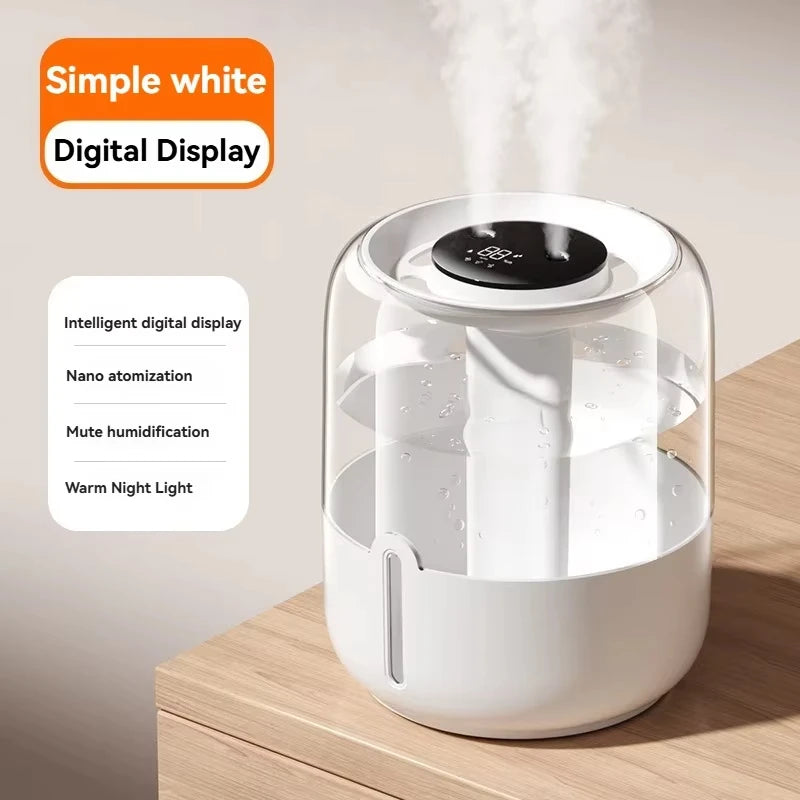 6.8L Large Capacity Humidifier USB Dual Spray Home Office Bedroom Desktop Air Moisturizer Purifier Silent Night Light Diffuser