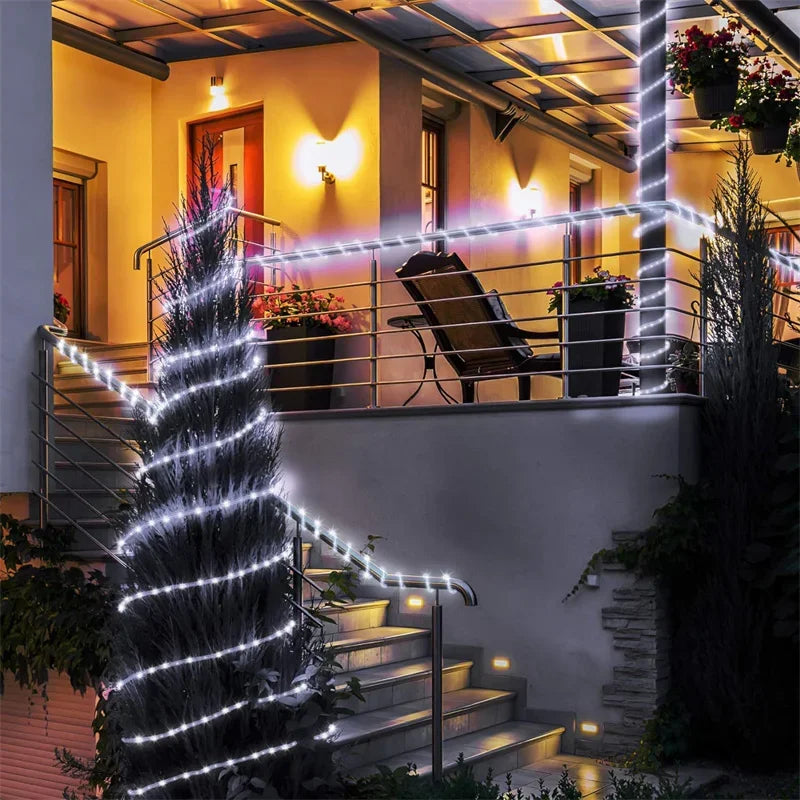 Outdoor Solar Tube Rope Led Light Garden Christmas Decoration Fairy String Light 32m/22M/12M/7M Outdoor Wedding Party Led Lamp