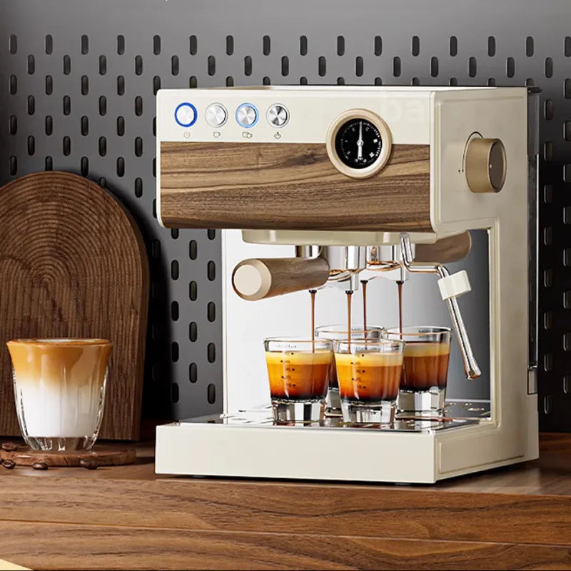 Stainless Steel Italian Semi-Automatic Espresso Machine with Steam Milk Frother