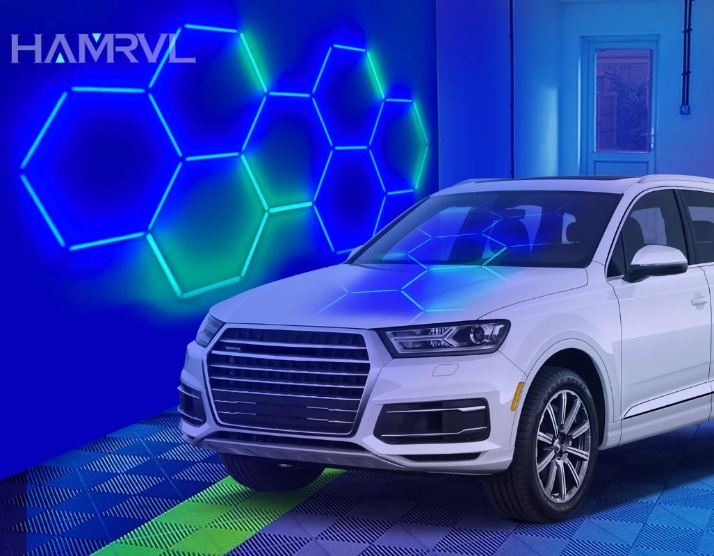 RGB Hexagon LED Garage Light - Hexagon panel light with multi changing music synchronization suitable for gym gaming room party