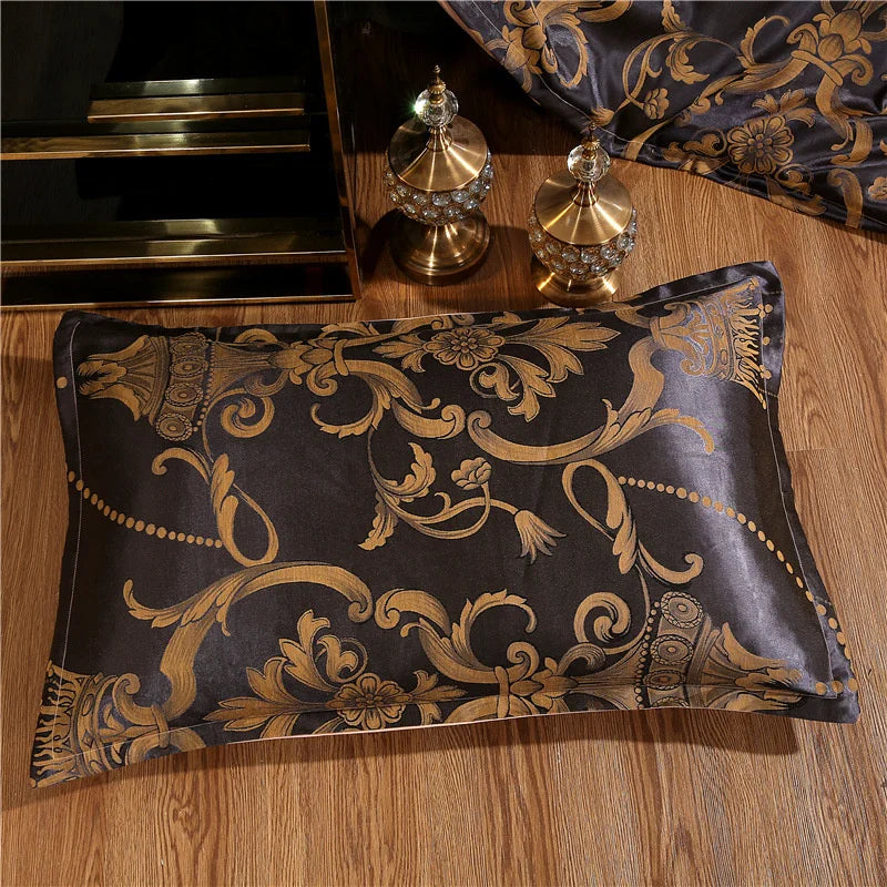 Luxury Satin Jacquard Single Double Duvet Cover Set High End European Wedding King Size Bedding Set Queen Size Quilt Cover Set