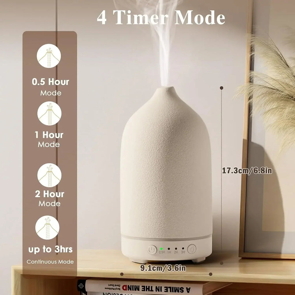 100ML Ceramic Ultrasonic Essential Oil Diffuser – Aroma Humidifier with Timer & 7-Color LED Lights