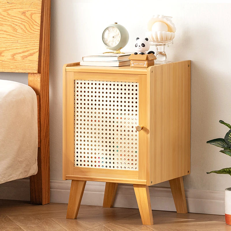 Modern Bedroom Bedside Cabinet, Simple Bedroom Storage Cabinet, ABS Grid Cabinet Door, Strong Door Stopper, Nightstand