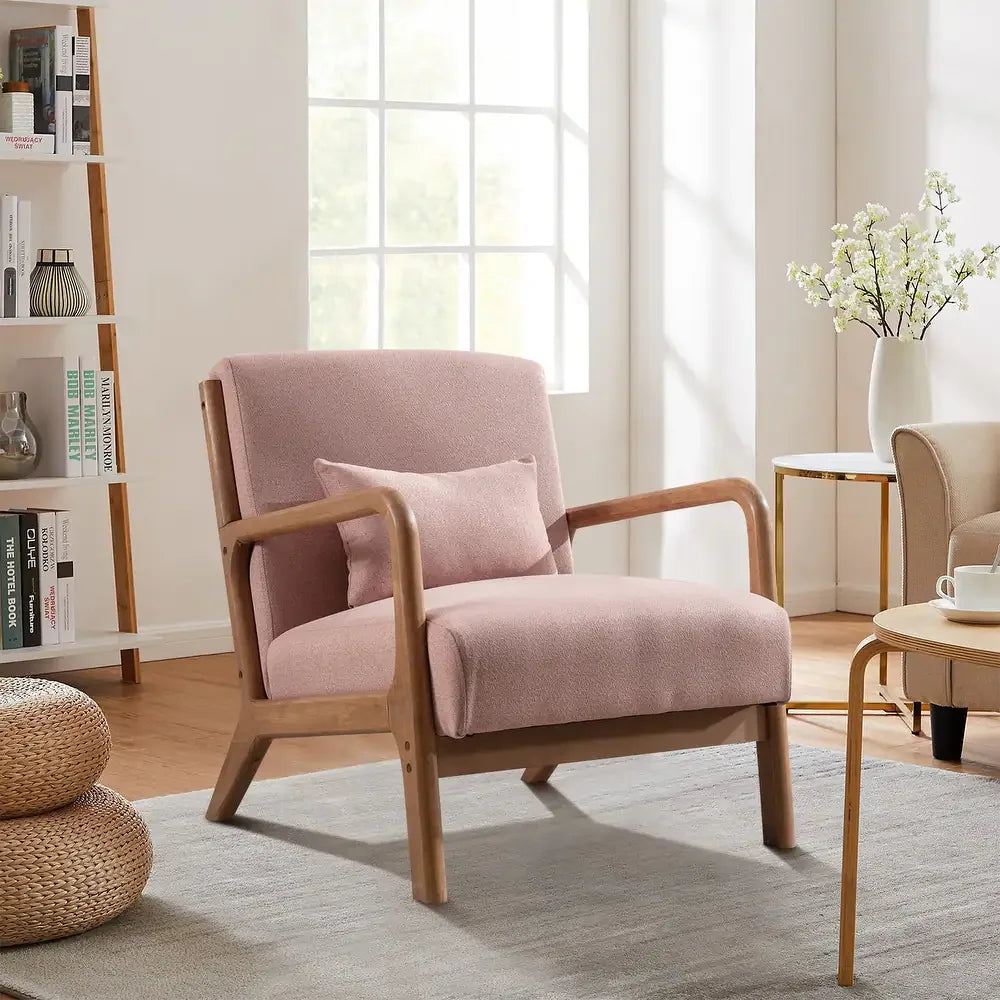 Solid Wood Living Room Chair – 105° Backrest with Pillow