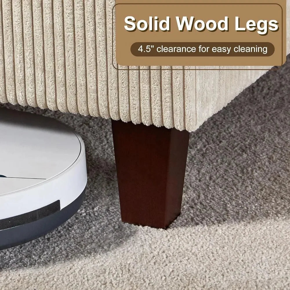 Extra Large Cushioned Platform Bed Frame – Canvas Upholstered Bed with 50.8″ Headboard (Cream)