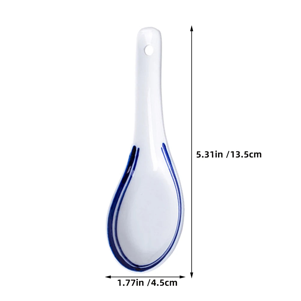 8pcs Chinese Soup Spoons Ceramic Asian Soup Spoons Porcelain Japanese Scoop For Cereal Ramen Wonton Dumpling