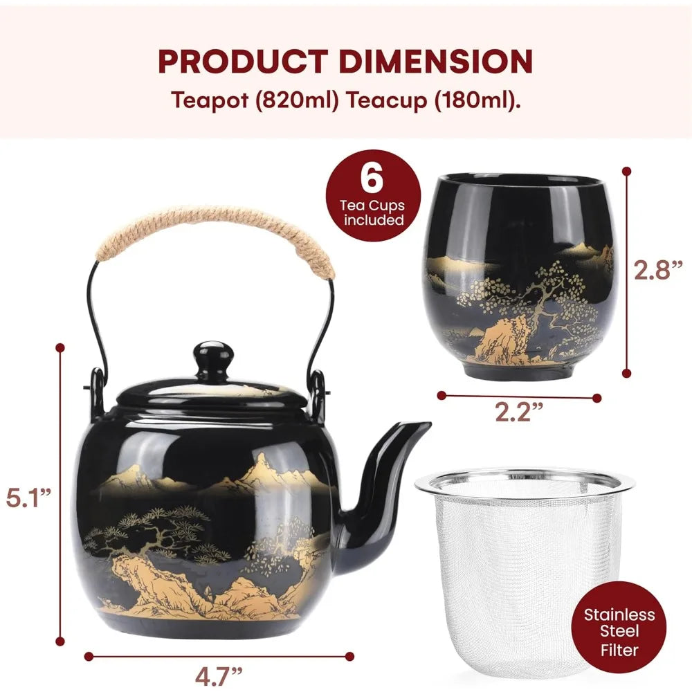 Porcelain Tea Set – Authentic Ceramic Teapot & Cups for Tea Parties and Daily Use