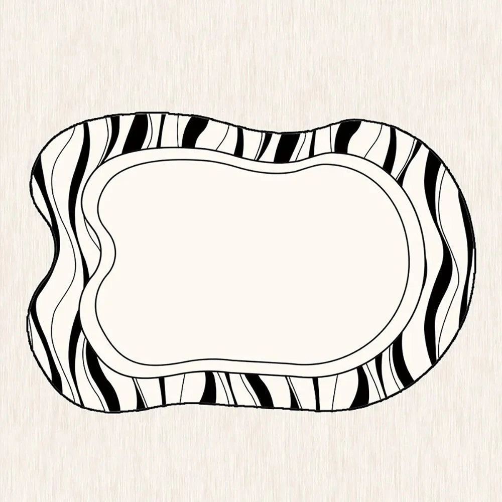 VIKAMA Minimalist Line Design Faux Wool Rug - Ultra-Thin, Stain-Resistant, Non-Slip Carpet for Bedside & Living Room, Soft Mat