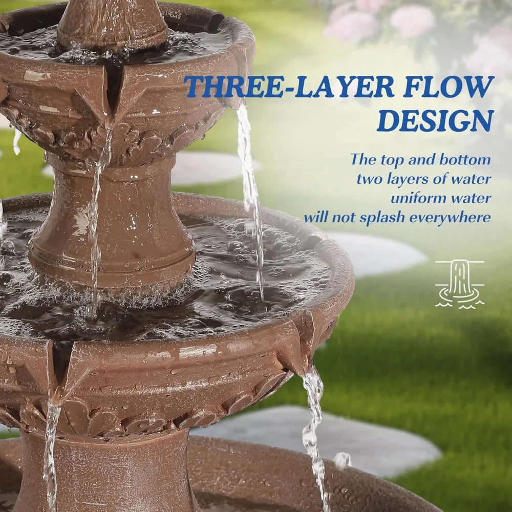 Italian Outdoor Water Fountains Garden Decor, 48.4''H Fountains and Waterfalls Outside, Large Cascading Indoor Floor-Standing
