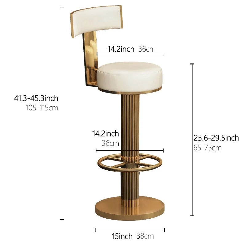 Height-Adjustable Swivel Bar Stools – Stainless Steel Gold Counter Chairs