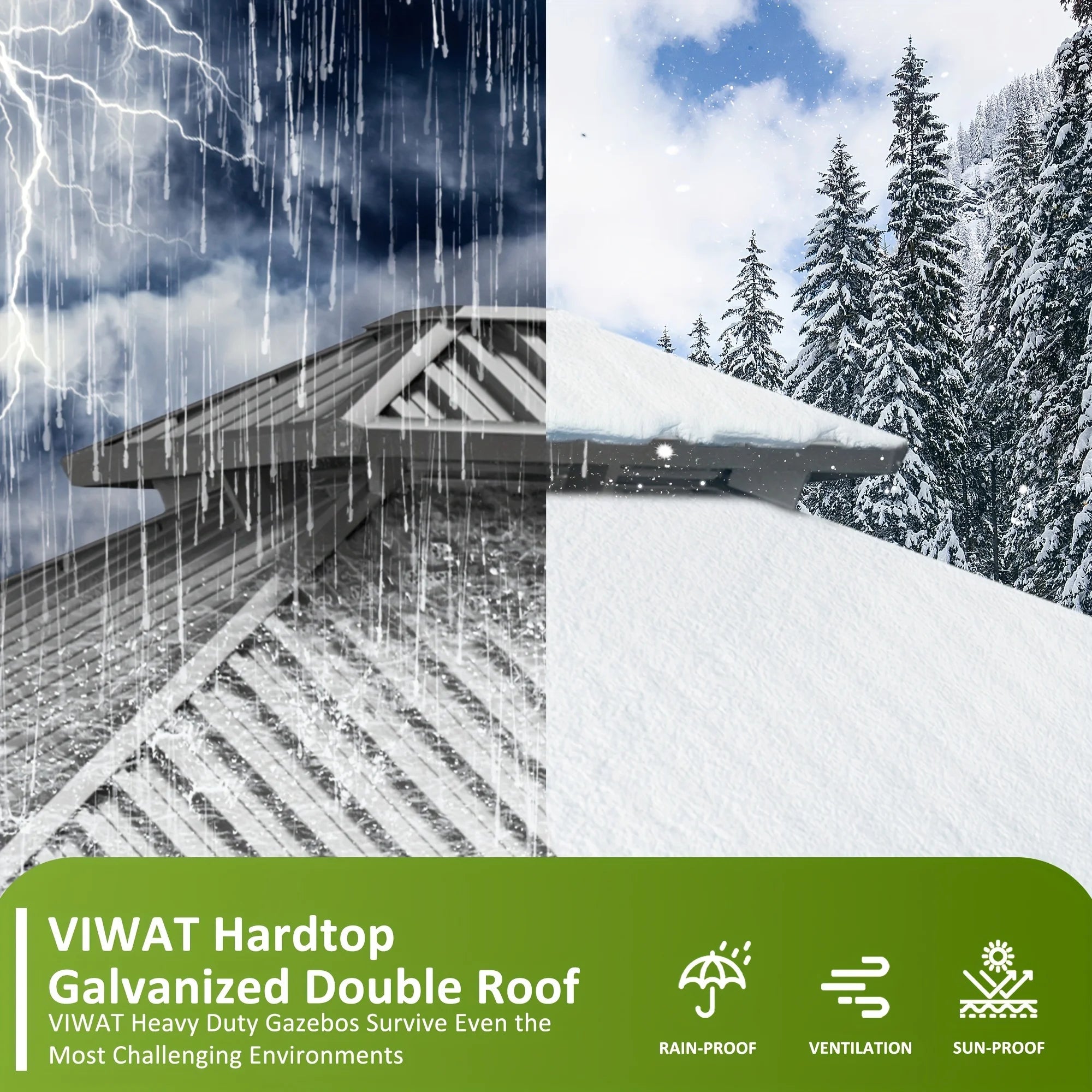 POLAR 10x12FT Hardtop Gazebo, Aluminum Frame & Galvanized Steel Roof w/ Netting Curtains All Weather Pavilion for Patio, Garden