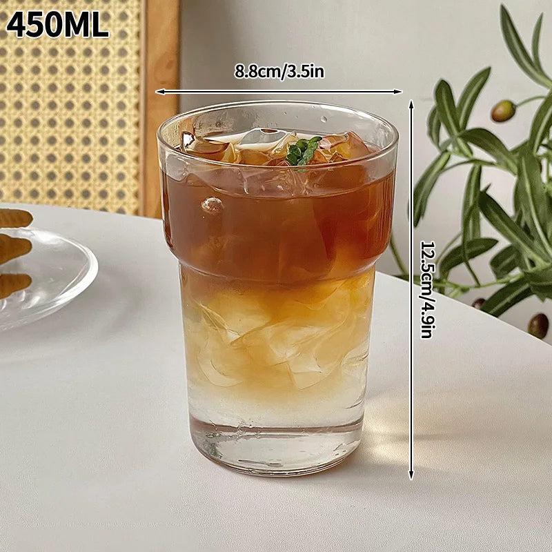 Ins Glass Cup High Borosilicate Tumbler Drinkware Milk Tea Cups Juice Coffee Mug Latte Glass Heat-resistant Stripe Water Glasses