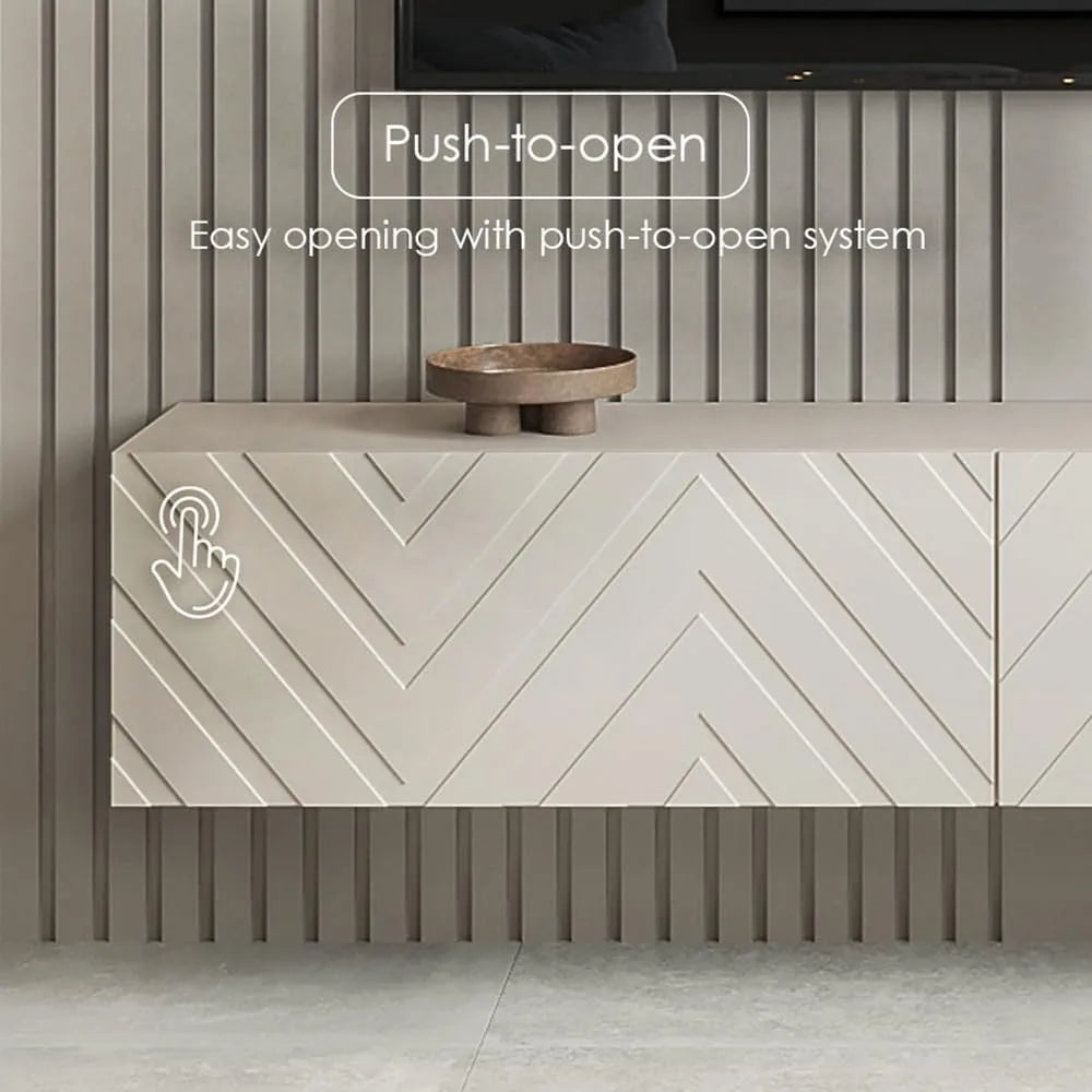 Floating TV Stand Wall Mounted for Living Room and Bedroom, Media, Entertainment Center with Storage and Drawers Fits TV 50 55