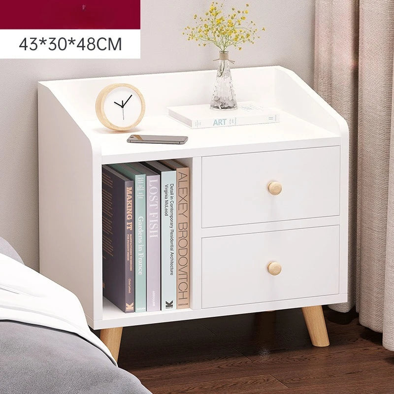 Wuli House Bedside Cabinet – Solid Wood Storage Nightstand