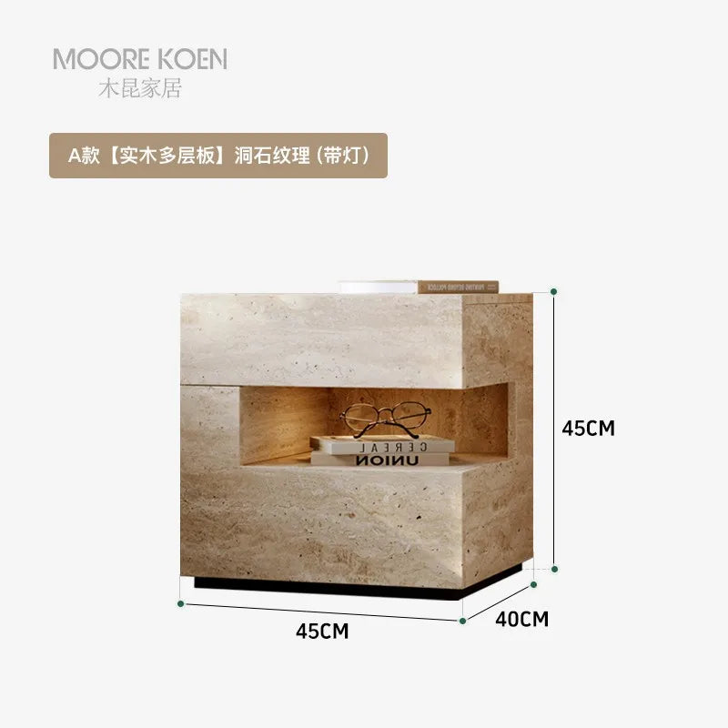 Wabi Sabi Minimalist Nightstands Rectangle Trendy Premium Glam Nightstands Bedroom Hidden Storage Mesilla De Noche Furniture