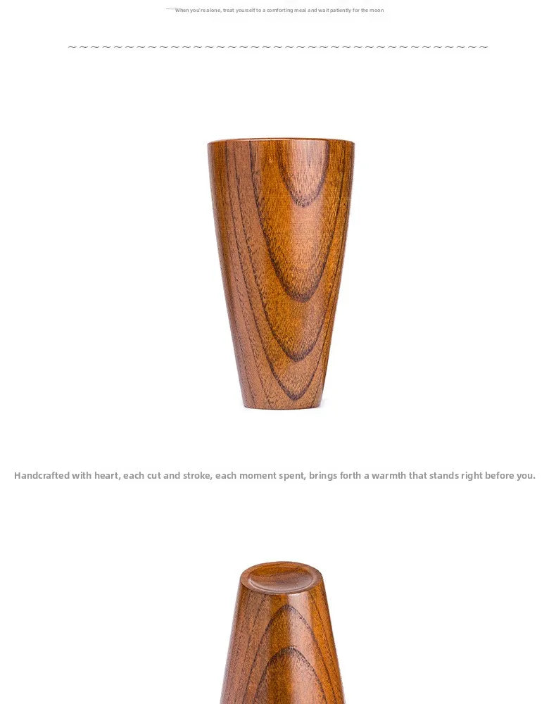 Elegant Solid Wood Teacup – New Chinese Style Anti-Scalding Water Cup