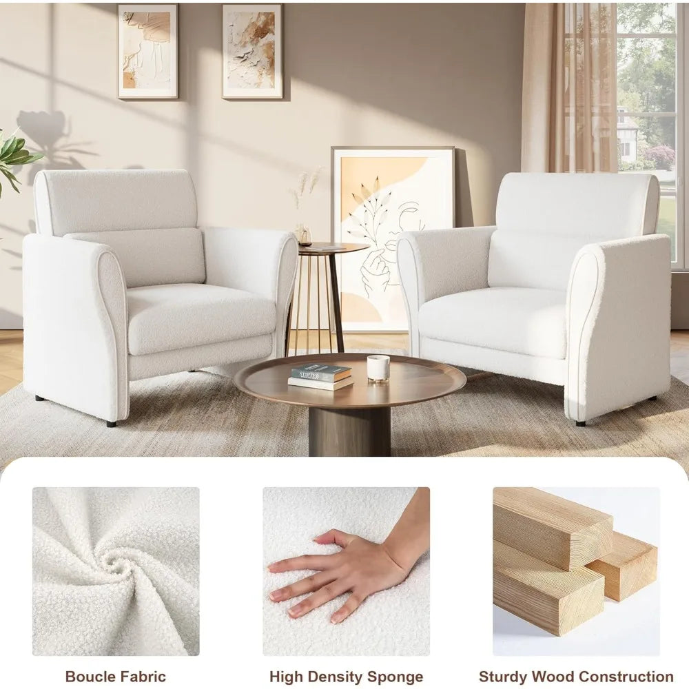 Modern Sherpa Bouclé Accent Chair – Upholstered Reading Lounge Armchair