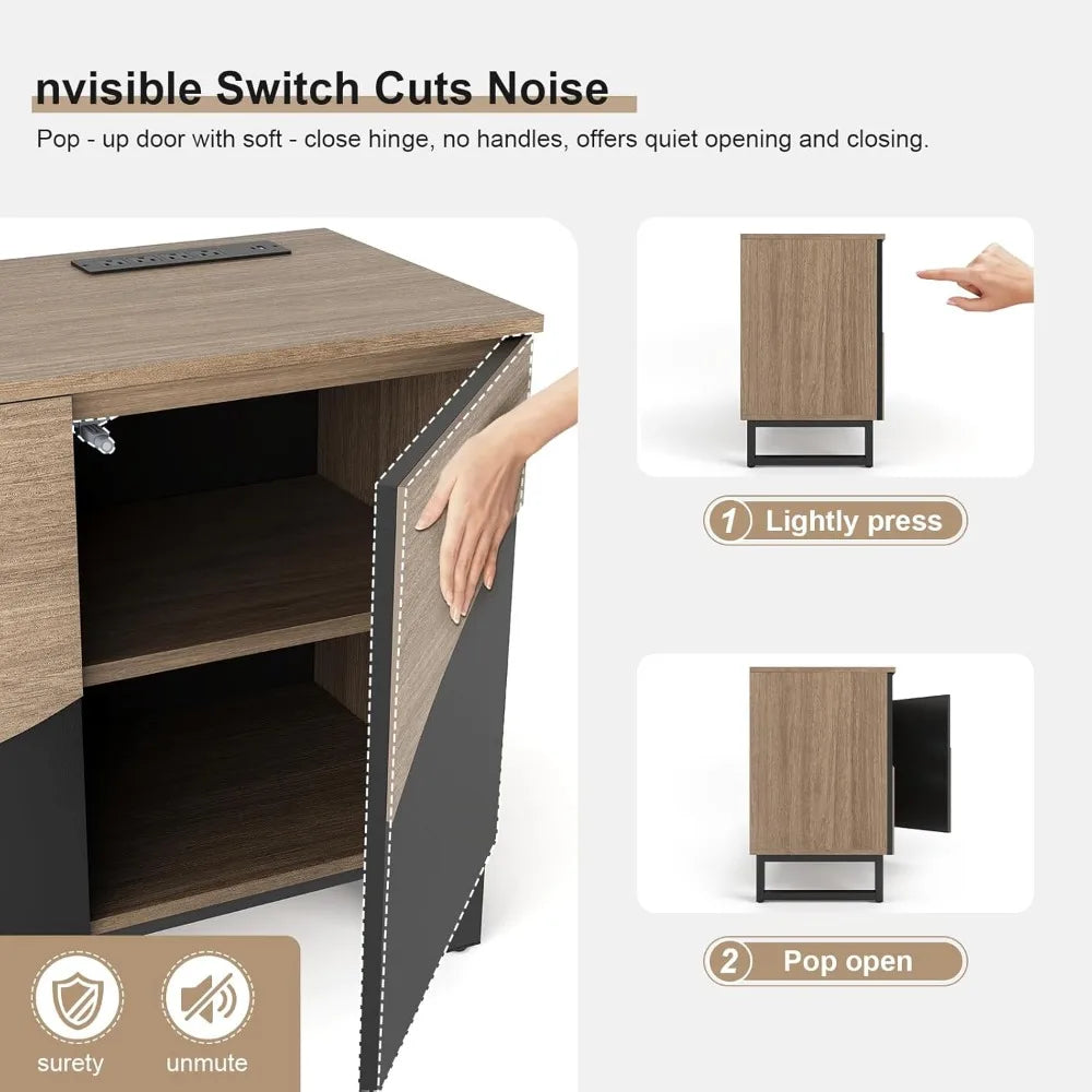 Black 70-Inch TV Stand with Power Outlet, Large Entertainment Center for 75 TVs, Adjustable Storage Cabinet