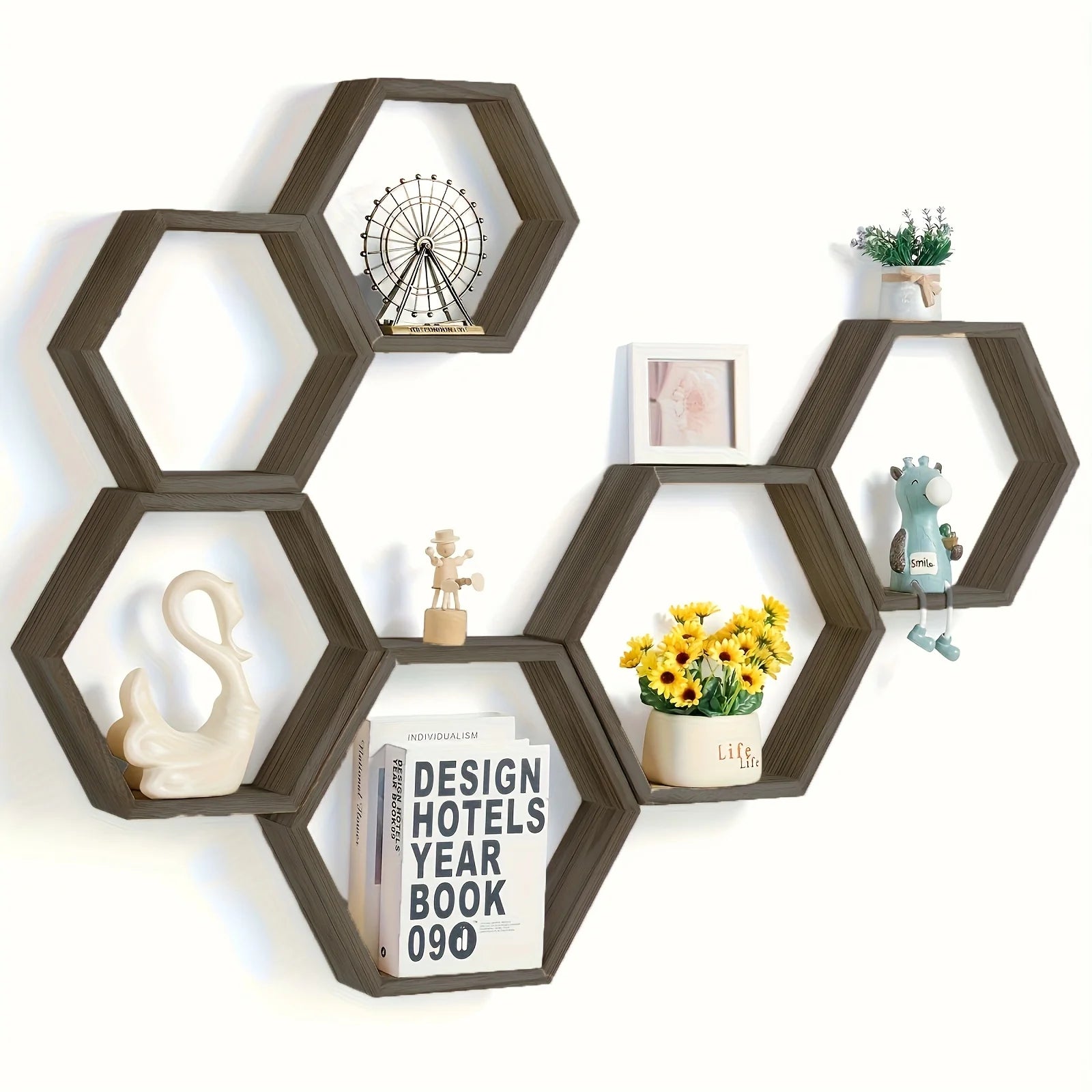 Hexagon floating wall shelf, hexagon storage rack - for home decoration lovers - perfect gift - suitable for bathroom, bedroom