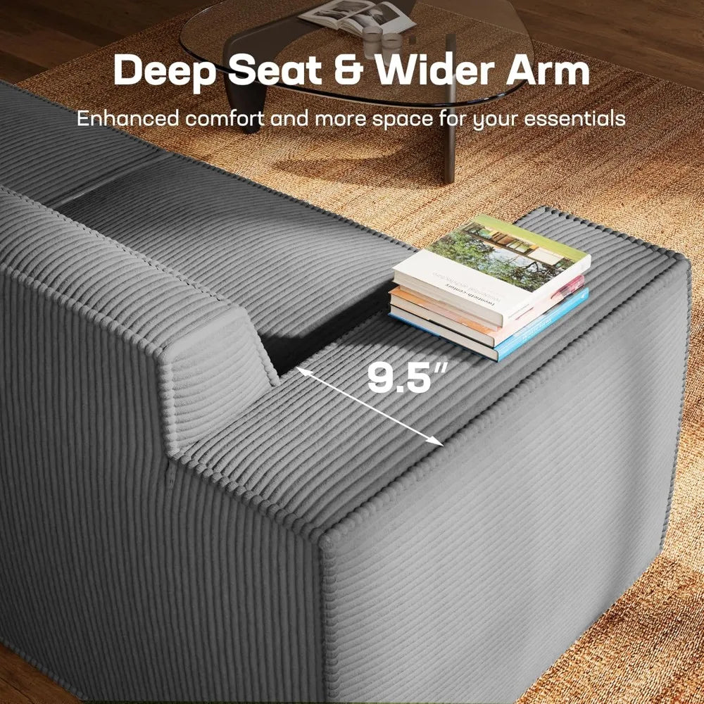 Modular Sectional Sofa, 111" L-Shaped Modular Sectional Couch with Deep Seat, Freely Combinable Sectional Clound Sofa fo