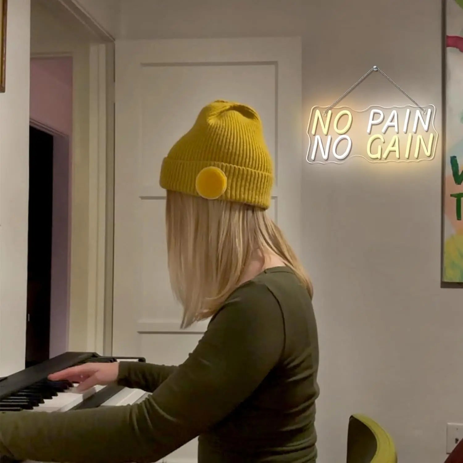 No Pain No Gain Led Neon Sign Text Neon Light for In Modern Gyms Offices Bedrooms Offices Piano Rooms Wall Decor Dimmable USB