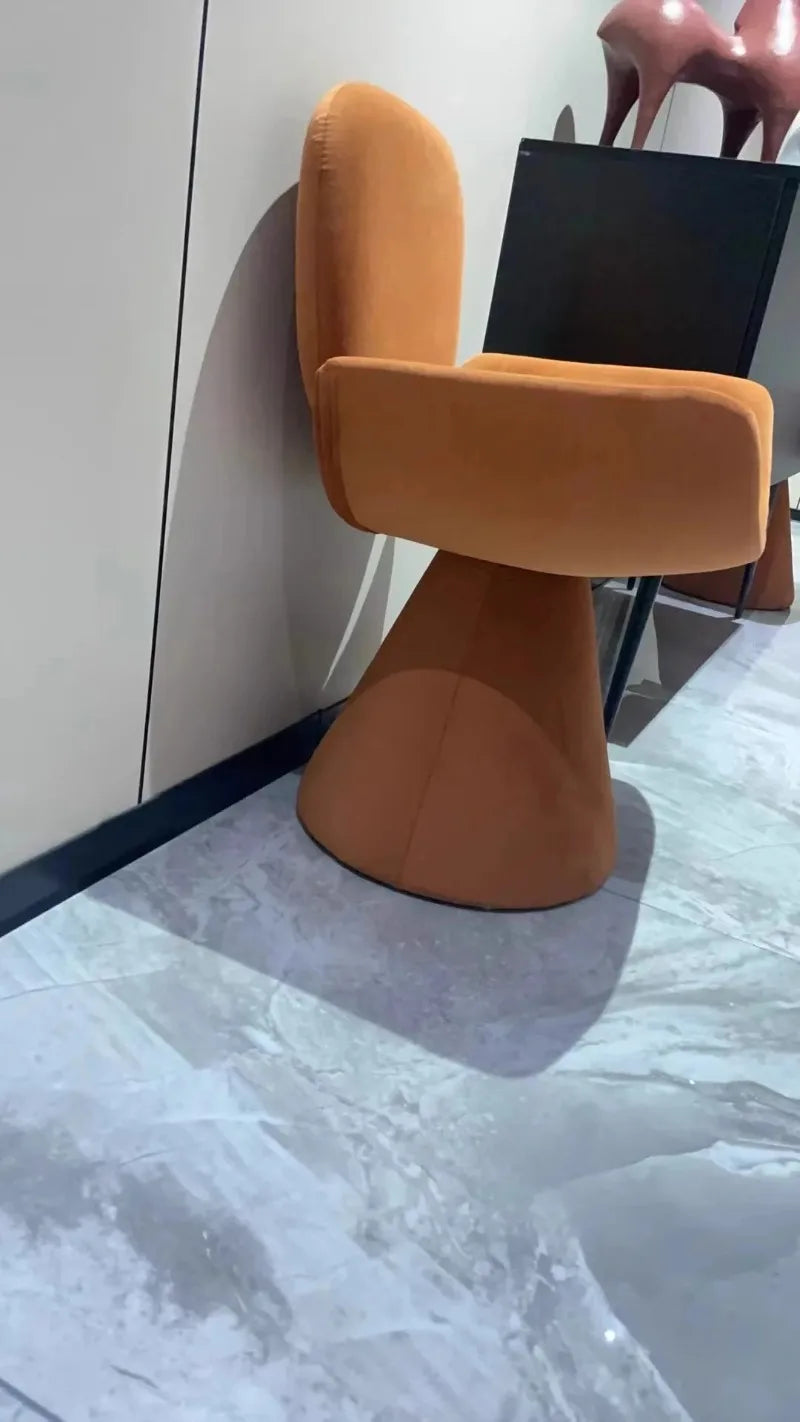 Nordic Solid Wood Swivel Accent Chair – Portable Armchair with Backrest