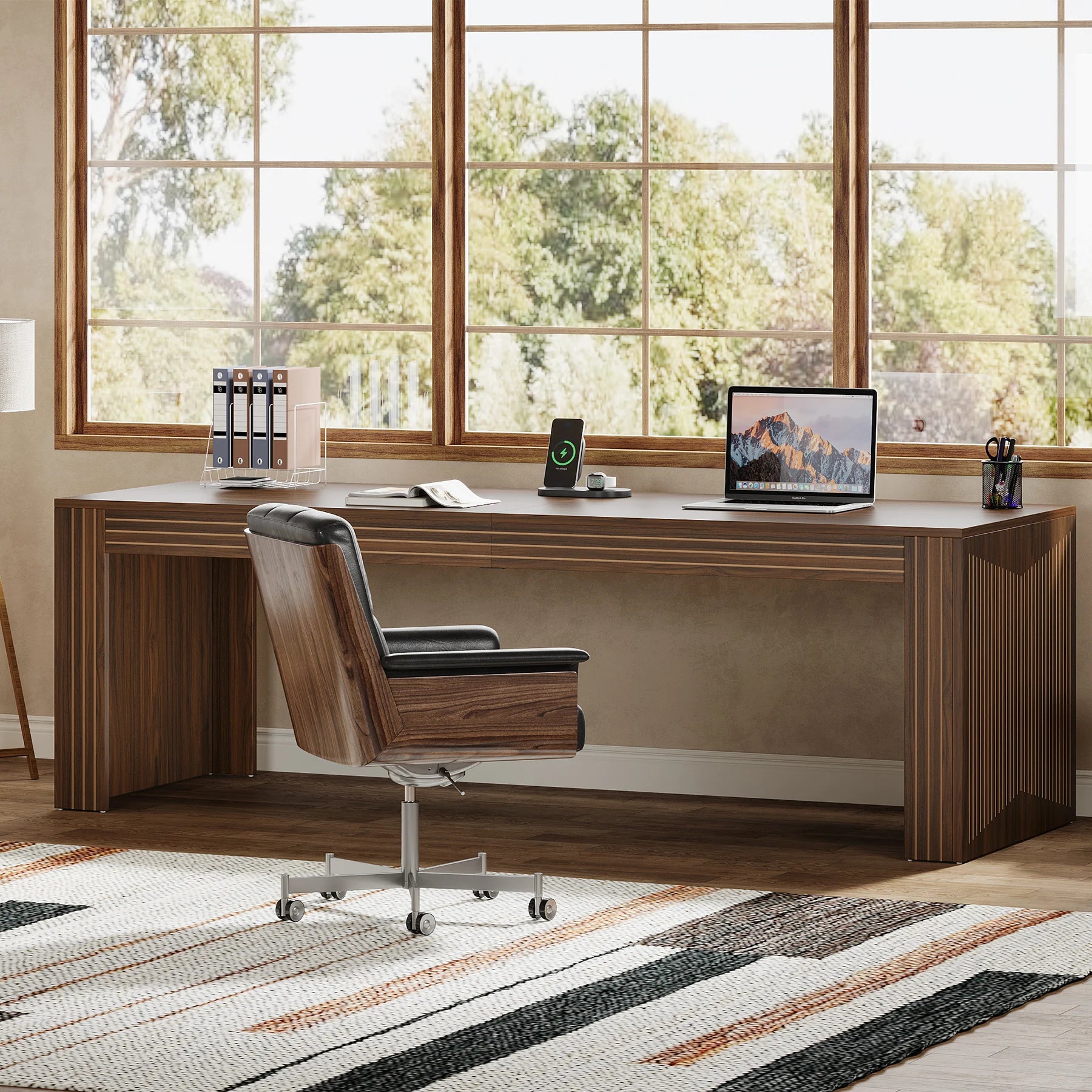 Tribesigns 79-Inch Extra Long Desk, Two Person Double Desk for Home Office, Wooden Long Computer Desk Writing Table for Office