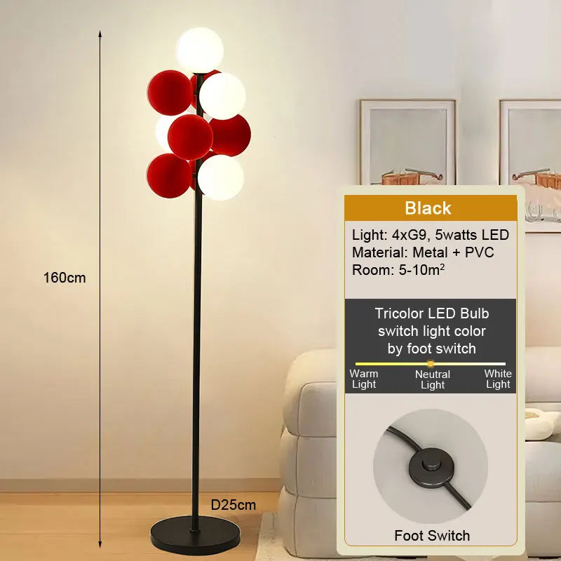 LED Color Floor Lamp Living Room Bedroom Tea Table Modern Home Decoration Red Stand Light G9