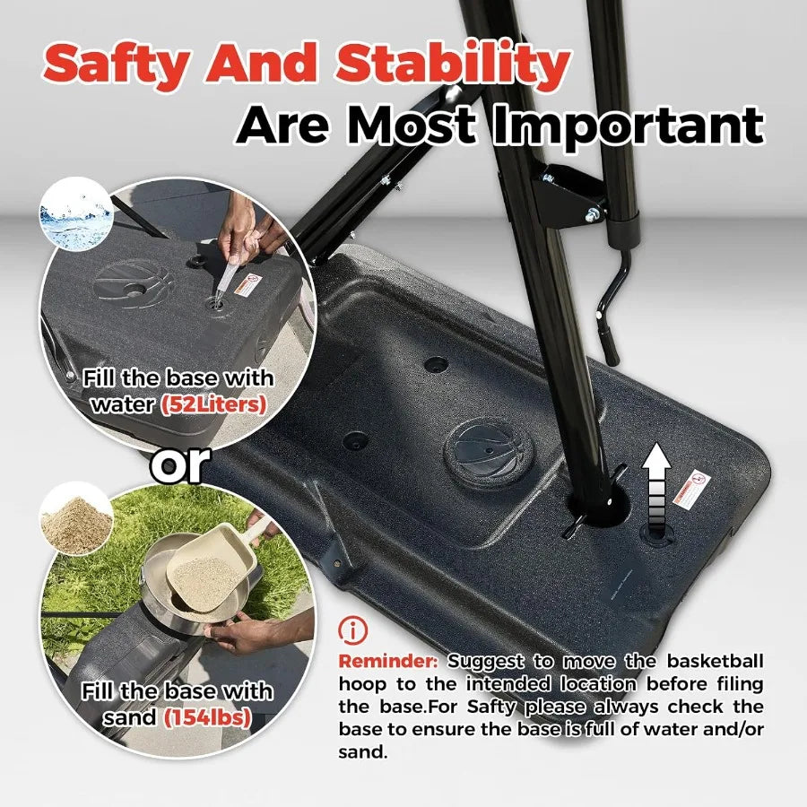 Adjustable Portable Outdoor Basketball Hoop – Stepless Height Regulation