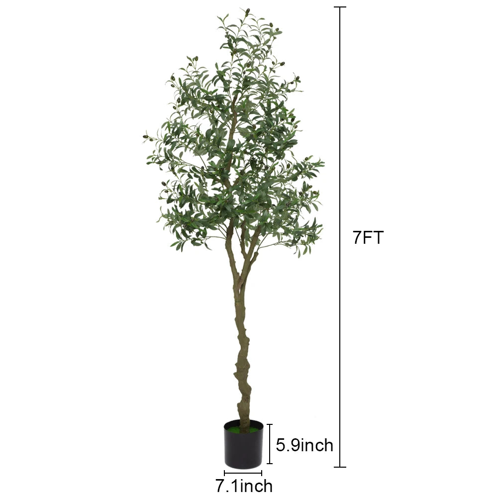 Artificial Olive Tree Faux Olive Tree 5ft/6ft/7ft Tall Artificial Tree Indoor Outdoor Potted Artificial Plants for Home Office
