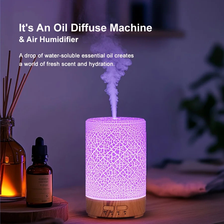 150ml Crack Design Essential Oil Diffuser USB Powered with  7 Color LED Lights Ultrasonic Air Humidifier for Living Room  Office