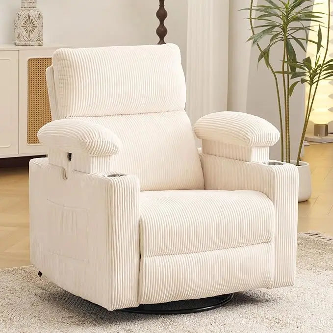 Electric Glider Recliner Rocking Chair Nursery with Adjustable Armrests Power Swivel Recliner for Breastfeeding Comfortable Nurs