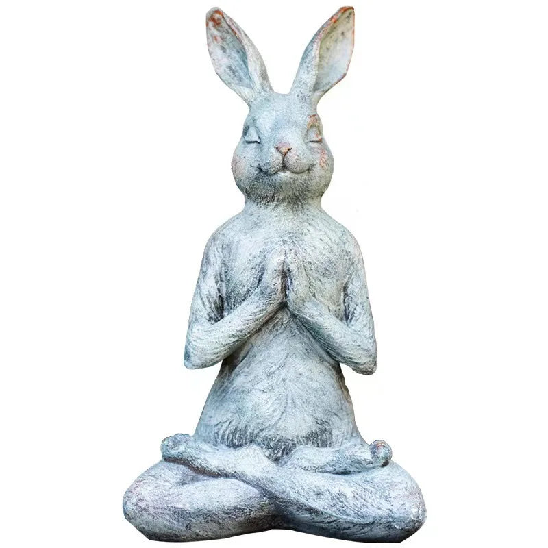 2025 Meditating Zen Rabbit Figurine Garden Statue Custom Resin Bunny Yoga Statue for Home Garden Easter Decoration