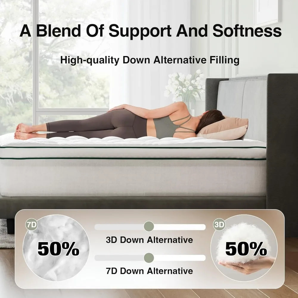 Extra Thick Pillow Top Mattress Topper - Novilla Queen Size Down Alternative Mattress Pad with Breathable Cover