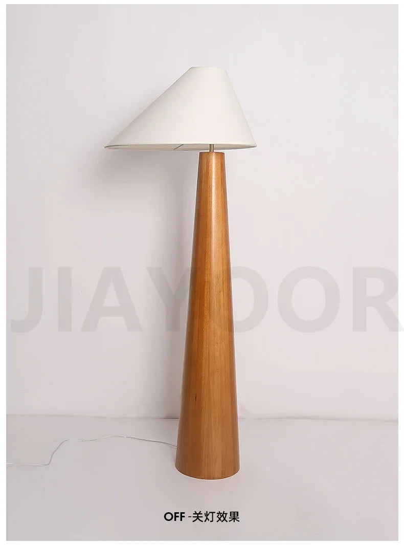 Conical Oak Floor Lamp Wabi Sabi Retro Floor Lamp Living Room Bedroom Study Solid Wood Desk Lamp Bedside Lamp Home Decoration
