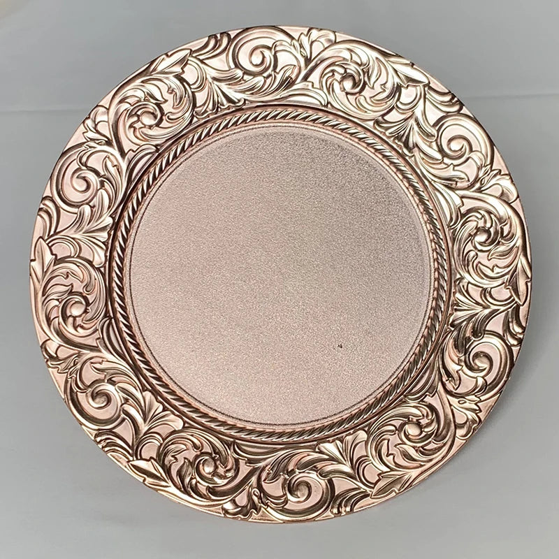 Vintage European Style Charger Plate – Decorative Plastic Dinner & Serving Tray