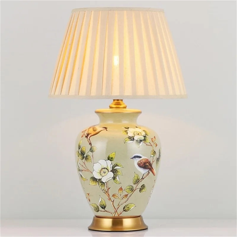 Ceramic Table Lamp Desk Light Luxury Modern LED Pattern Design  For Home Bedroom Living Room